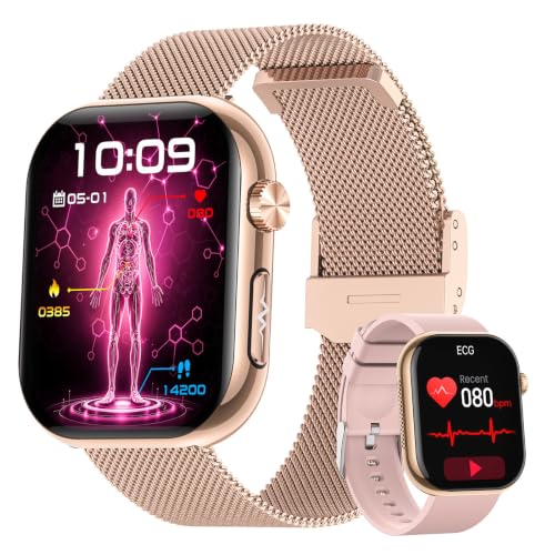 FOSMET Smartwatch Damen, EKG/HRV/Mini-Gesundheitscheck, Menstruationszyklus