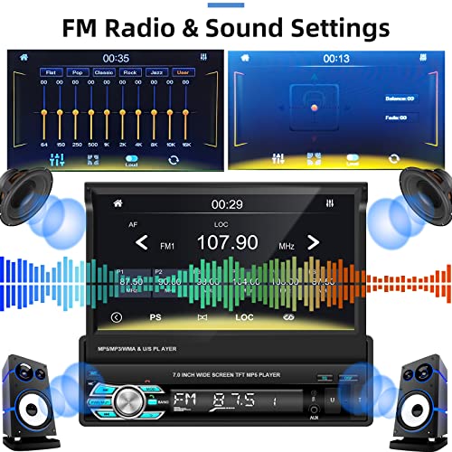 Car Stereo With Apple Carplay Android Auto 7 Inch Foldable Hd Touchscreen Radio Supports Fm Bluetooth Android/Ios Mirror Link Swc,Single Din Car Audio With Ahd Backup Camera/Usb/Tf Card Port/Aux-In #TOP3