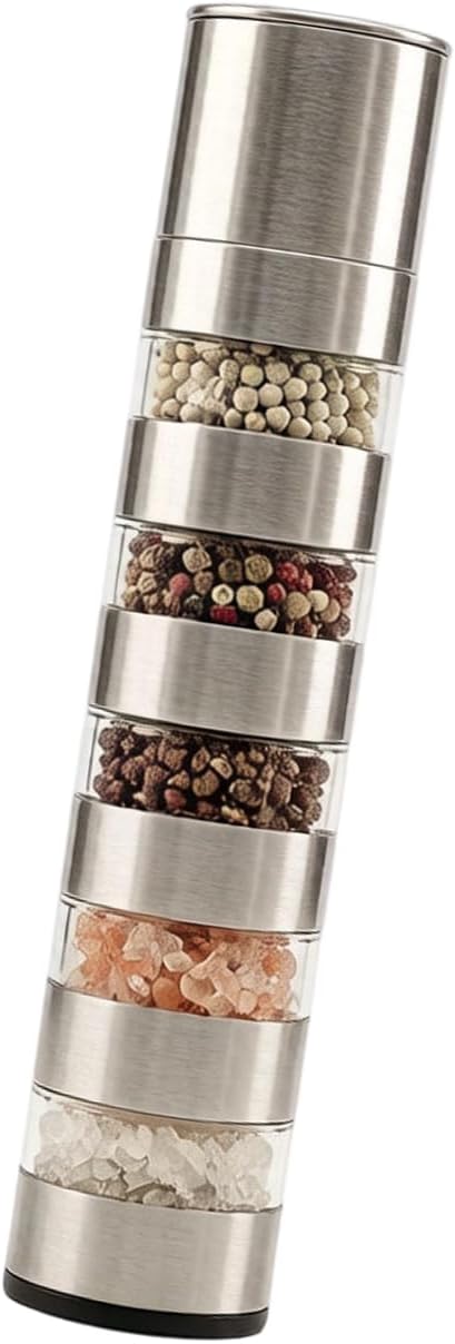 Stainless Steel 5 Layer Miniature Spices Container Set Portable Adjustable Grinder Seasoning Dispenser for Kitchen and Outdoor Use Rustless Miniature Seasoning Jar Set