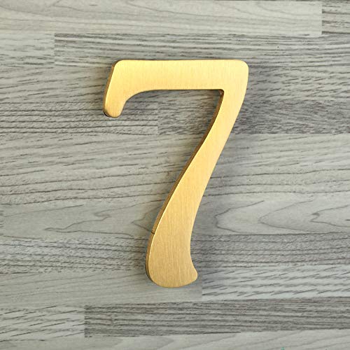 Mellewell 2-1/2 Self-Adhesive Solid Brass Floating House Numbers Door Sign, Number 7 Seven