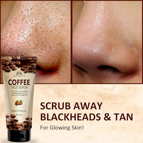 Image of INTIMIFY Coffee Face Scrub For Glowing Skin, Provides Exfoliation and Skin Refresh, Removes Dead Skin, Blackheads, for Women & Men - 100g