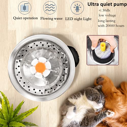 Fuente de agua para gato acero inoxidable 2.5 L miniatura 5