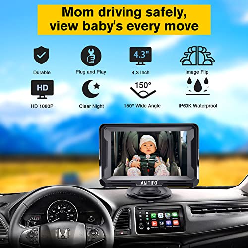 Amtifo Baby Car Camera With Display Clear Night Vision Hd 1080P Baby Car Mirror Rear Facing Car Seat Mirrors 3 Mins Easy To Install Travel Safety Kit A3 #TOP3