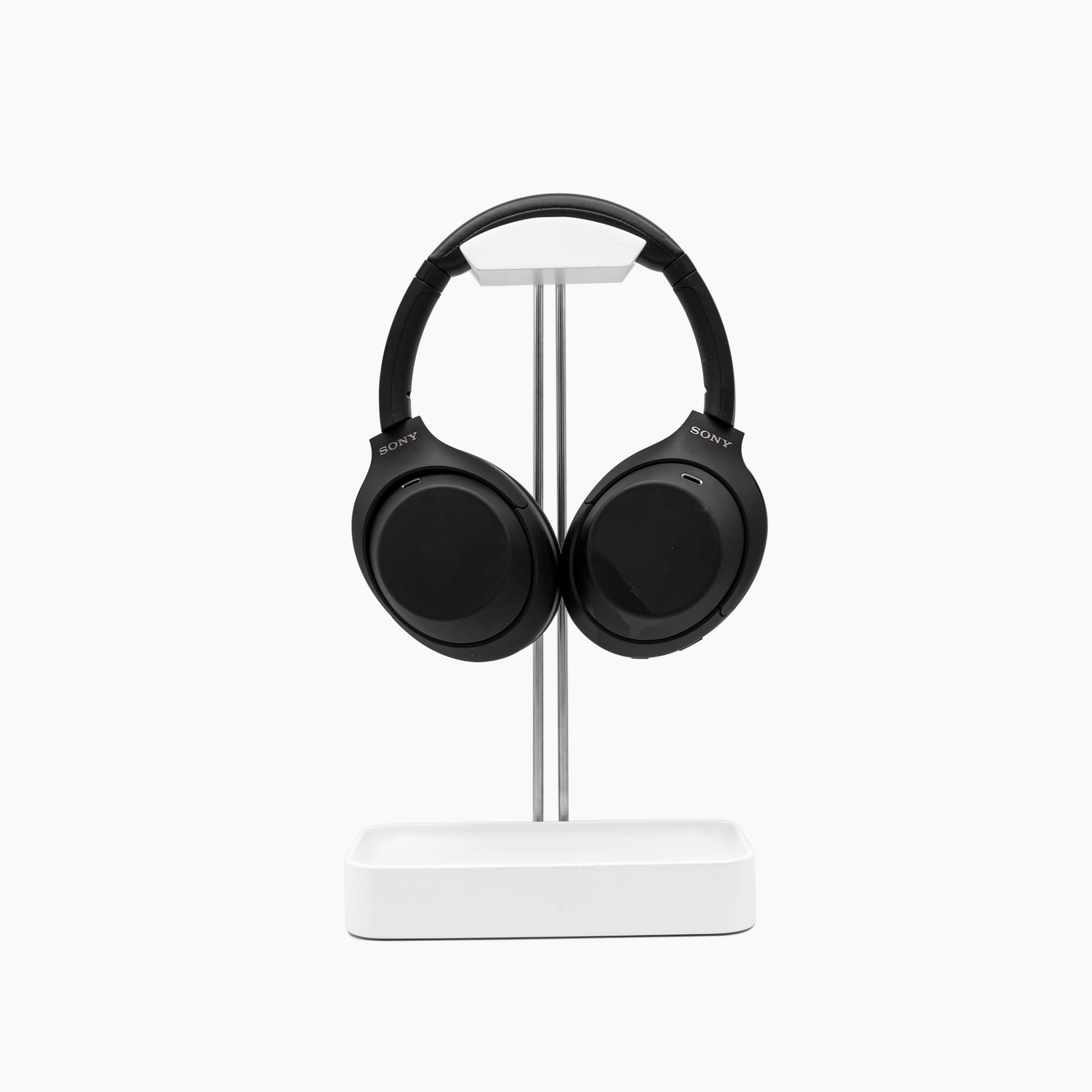 Raico White Headphone Stand Wood & Metal Minimalist Headset Holder Hanger With Storage Base (White)
