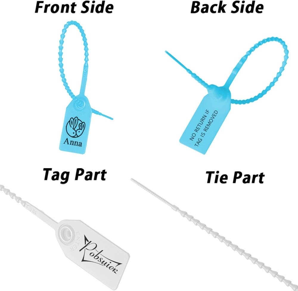 100Pcs Custom Plastic Tags Beaded Seals Clothing Hang Label Shoe Bag Security Zip Ties 250mm/9.8"