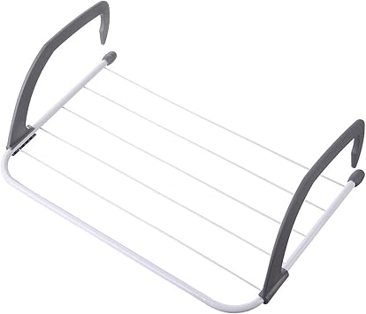 mumisuto Portable Clothes Drying Rack for Balcony, Foldable Railings Windowsill, Clothes Drying Rack Window,Folding Towel Rack,Window Hanging Drying RackGrey