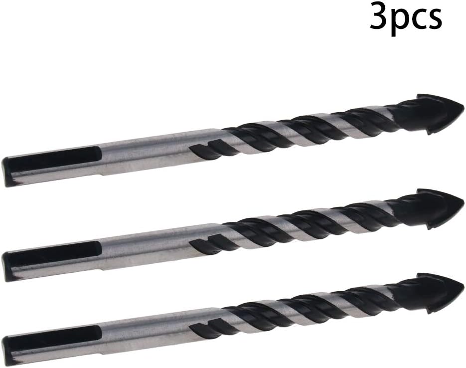 Auniwaig 3PCS 12mm Multi-Material Drill Bit Masonry Drill Bits Alloy Tip for Ceramic Tiles Concrete, Brick, Glass, Plastic