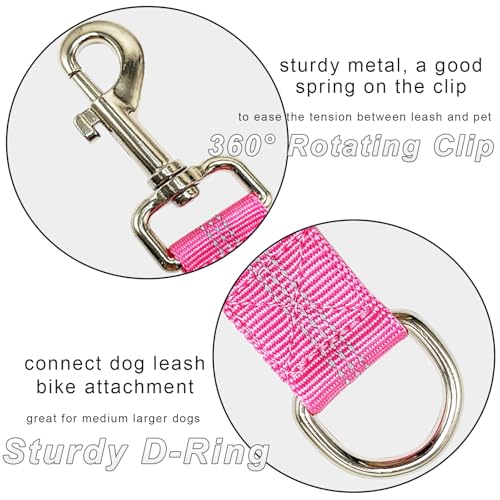 SEPXUFORE Bungee Dog Leash Extender, 18inch Short Extension Shock Absorbing, Nylon Multifunctional Dog Leash for Medium Large Dogs Walking Training Running (Pink)