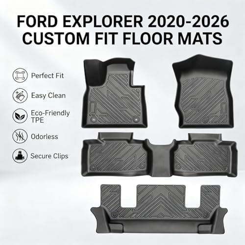 AutoPals Floor Mats Compatible with 2020-2025 2026 Ford Explorer 6 Seats, Cargo Mat Trunk Mat Cargo Liner All Weather Back Seat Cover for Explorer Accessories (Floor Mats+Trunk Mat with Backrest Mat) by Generic - Used condition - Image 5