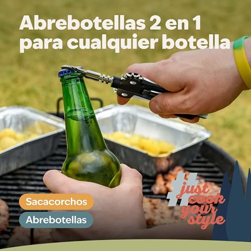 Miniatura 2 de Kjøk Premium Sacacorchos De Alas, Abridor De Botellas De Vino, Abrebotellas Multifuncional Para Vino, Sacacorchos De Aleación De Zinc Para Corchos Y Botellas Con Cierre Metálico