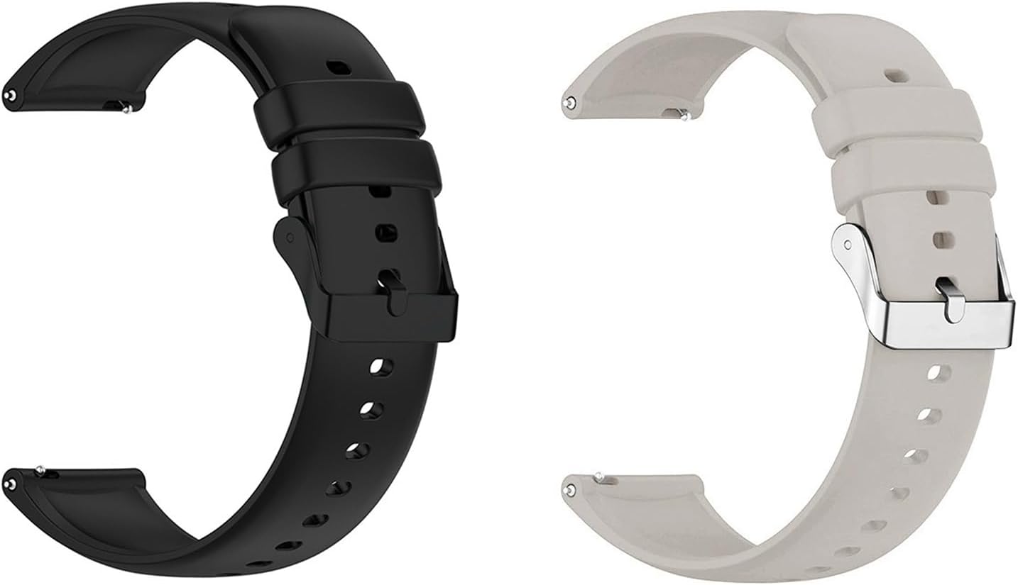 Silicone Strap, Quick Buckle Waterproof Soft Strap, Black Strap, Silver Stainless Steel Buckle, Men's and Women's Smartwatch Strap, Sport Watch Strap