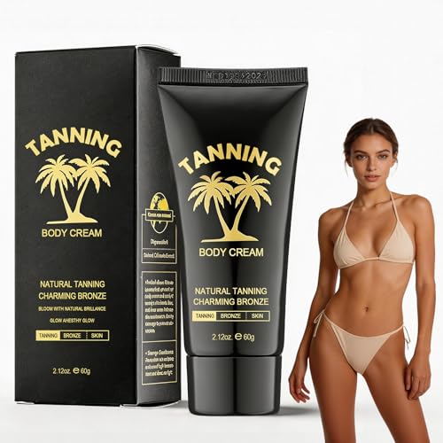 60g Crème Bronzante avec Accélérateur de Bronzage, Autobronzant pour Soleil et Corps, Teint Hâlé Rapide et Longue Tenue - Soin Hydratant pour Tous Types de Peau