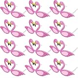 Weewooday 12 Pieces Flamingo Party Sunglasses Flamingo Costume Novelty Glittered Glasses for Adults Halloween Party Decor Photo Props