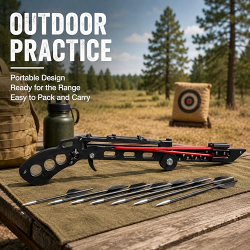 High-Velocity Dual Elastic Band Folding Crossbow Professional Training Portable Easy Storage Lightweight Archery Equipment for Adults Target Practice (Black Folding Crossbow Dual-Power) by xinlongus - Used condition - Image 7