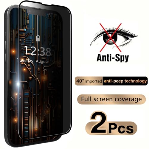 YOUULAR [Pacote com 2 protetores de tela de privacidade para Motorola Moto E14, película de vidro temperado, antiespião, antiarranhões, acabamento brilhante, resistente a arranhões, alta sensibilidade