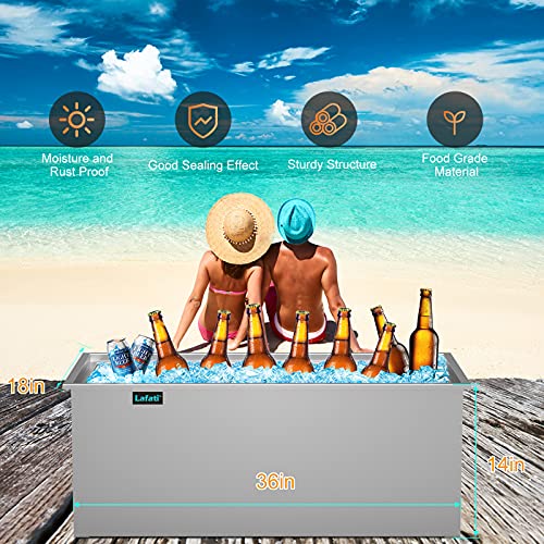 Lafati 36LX18WX14H Drop-in Ice Chest with Sliding Cover 304 Stainless Steel Drop in Cooler, Included Drain-pipe and Drain Plug,Drop in Ice Bin for Cold Wine Beer Outdoor Indoor - Thumbnail 2