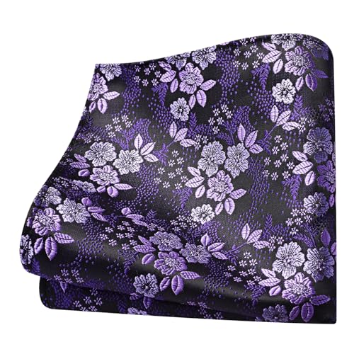 Image of GUSLESON 3.15 inch(8cm) Mens Floral Tie and Lapel Pin Necktie Hankerchief Cufflinks Set for Men
