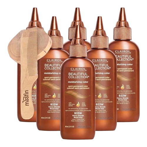 Beautiful Collection Semi-Permanent Hair Color, Vibrant Non-Damaging, 3 Oz Bundle With Bonus Wooden Comb, Easy Application, Long-Lasting For Hair Textures [Pack Of 6]