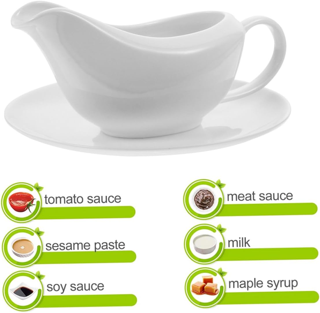 SOLUSTRE Boat Sauce Pot Ceramic Sauce Cup Lid Gravy Dispenser for Restaurant Comfortable to Hold Handle