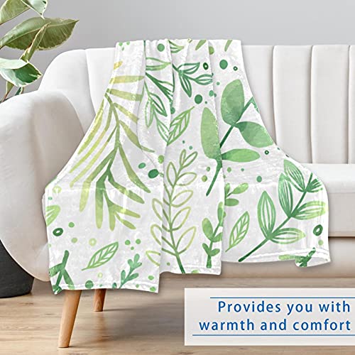 Couverture douce dessinée à la main motif feuilles de lit - 7