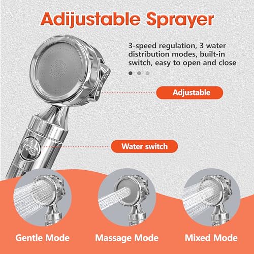 Handbrause für Waschbecken, Duschkopf Mit Wasserstoppfunktion Waschbeckenbrause Mit Schlauch 3M Brausehalter Duschkopfhalter und Wasserhahn-Umsteller für Waschbecken Duschen Und Spülbecken