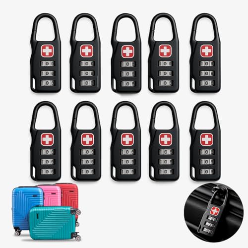 Kit Com10 Cadeados Segredo Senha Bolsa Mochila Mala De Viagem