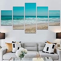 SIGNWIN 5 Panel Canvas Wall Art Aerial Beach Beach Coastal Cool Minimalism Multicolor Photography Relax/Calm for Home Decorations Ready to Hang - 60