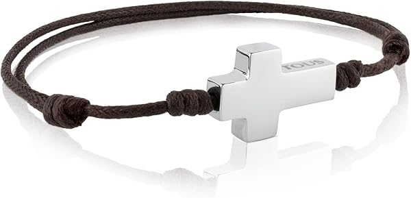 TOUS Brown Rope Bracelet with Cross Motif
