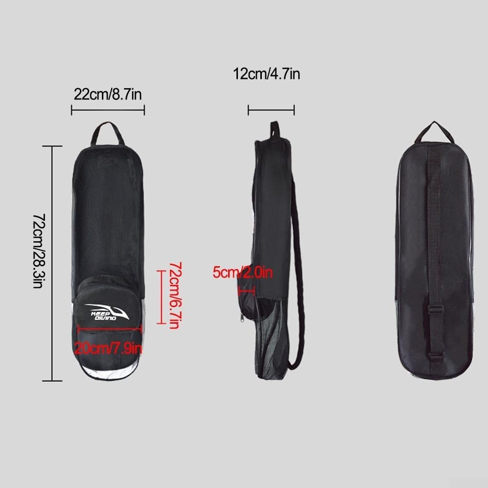 Bolsa de malla para equipo de esnórquel, bolsa de malla extra grande para playa, cómoda correa de hombro para buceo, aletas de esnórquel, aletas largas y otros equipos de Freedivng