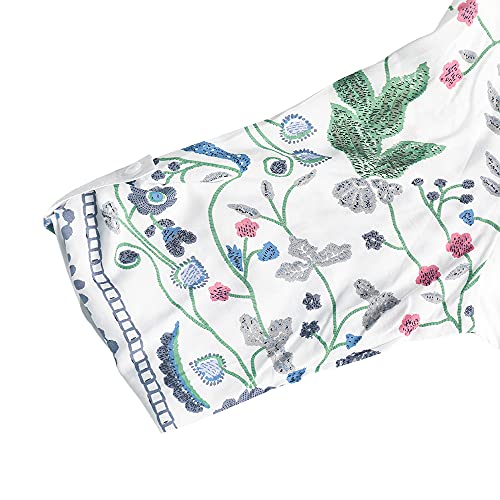 Skiss Womens Scoop Neck Plus Size Boho Embroidered Top 3/4 Sleeve Floral Tunic Shirts White 4Xl #TOP4