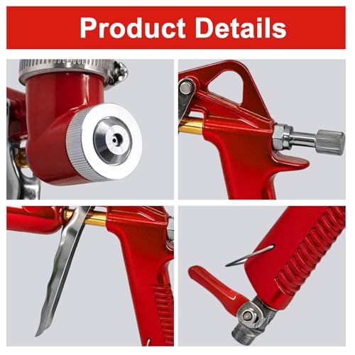 Image of Texture Drywall Sprayer,Air Hopper Spray Paint Guns with 1.5 Gallon Hopper, Includes 3 Nozzles (4.0mm /6.0mm /8.0mm), Air Texture Gun for Walls,Ceiling,Stucco Mud,Knockdow, Orange Peel (RED)