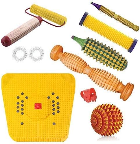 ACUPRESSURE HEALTH CARE SYSTEMS Wooden Foot Roller Acupressure Magnetic Stress Mat Combo Kit