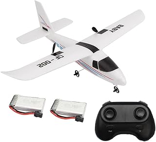 RC Plane Remote Control Airplane 2.4Ghz DIY RC Airplane Radio Control Aircraft with LED Lights for Beginner Easy to Fly EPP Foam Glider Toys (Two Batteries)