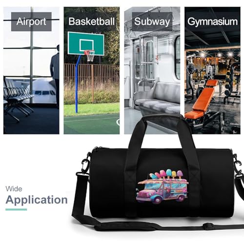 Ice Cream Truck Driver Gym Bag Lightweight Carry On Duffel Bag Athletic Sports Travel Bag Weekender Bag for Men Women3
