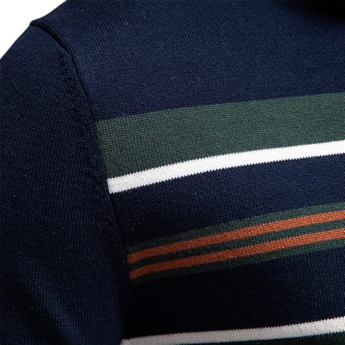 Men's Quarter Zip Sweater Mock Neck Pullover Strip Stand Collar Polo Sweater for Men4