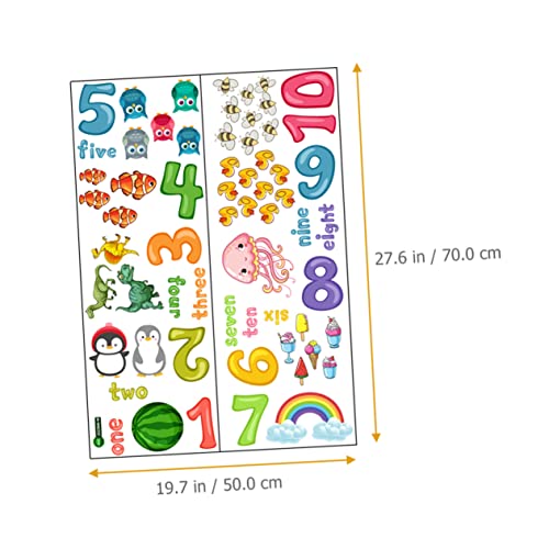 Toyvian 4 Folhas De Desenho Animado Digital Adesivo De Parede Adesivos Infantis Decoração De Quarto