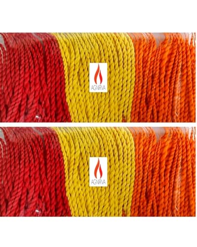 Image of AGNIRVA Hand-Made Colored Long Twisted Pure Cotton Wicks Navratri Special Lambi Diya Batti Jyot Wick Deepam Vattulu Long Cotton Wicks for Puja Aarti Rui Batti (Pack of 200 Wick, 100 x 2)