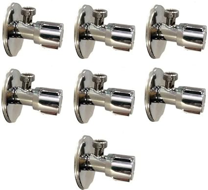 Spazio Stainless Steel Metro Angle Cock Bathroom Faucets Taps and Faucet Angular Stop Cock Wash Basin for Geyser Tap, Chrome Plated - Pack of 7 Bib Tap Faucet (Wall Mount Installation Type)