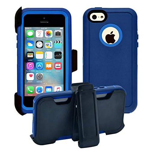 AlphaCell Cover Compatible with iPhone 5C (Only) | 2-in-1 Screen Protector & Holster Case | Full Body Military Grade Protection with Carrying Belt Clip | Drop Proof Shockproof Protective |