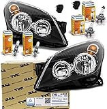 Einschränkungen: KEINE DM Autoteile 30452 Scheinwerfer RE+LI Schwarz + Stellmotoren +4x H7 Philips Birnen kompatibel für Set Opel Astra H Bj. 04-11