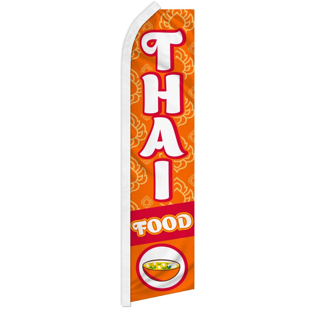 Thai Food Swooper Feather Advertising Flag - Great for Businesses, Shops, Stores