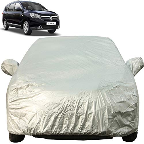 Image of Autofact Waterproof Premium Silver Matty Triple Stitched Car Body Cover with Mirror Pocket for Renaults Lodgy