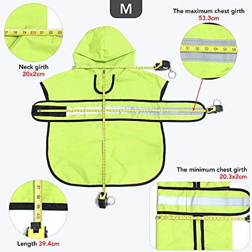 Ezierfy Waterproof Dog Rain Coat - Adjustable Hooded Dog Rain Jacket Raincoat, Reflective Lightweight Dog Slicker Poncho Raincoats (Neon Green, Medium) #TOP1