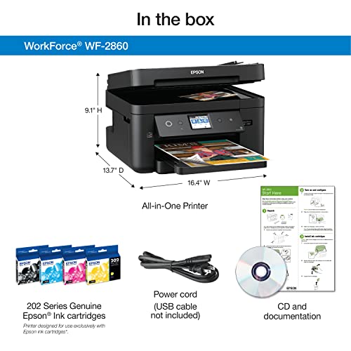 image for Epson Workforce WF-2860 All-in-One Wireless Color Inkjet Printer, Blac