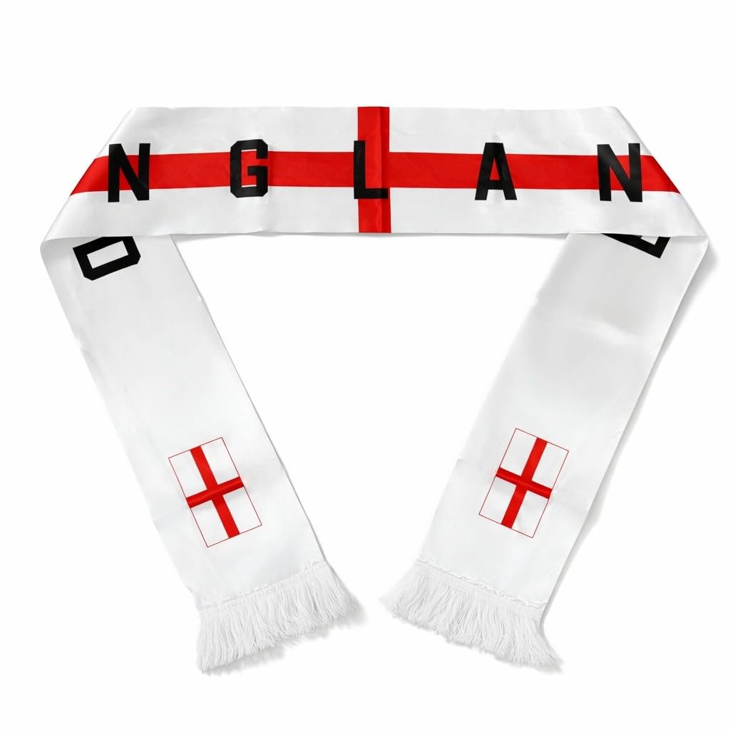 COUVER Knit Football Soccer Scarf - Double-Sided Fan Scarf for World Cup, Olympics, National Events for Adult, England, 70.9 " x 6.3"