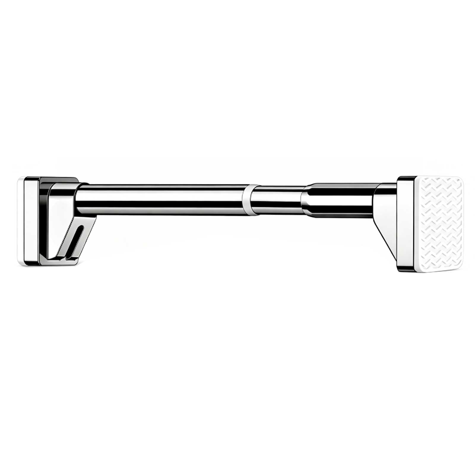 Qsnyjpl Silver Adjustable Heavy Duty Tension Curtain Rod 20-193 In, Shower Curtain Rods No Drilling For Home, Windows, Bathroom, Stainless Steel(,290-370Cm/114-146In)
