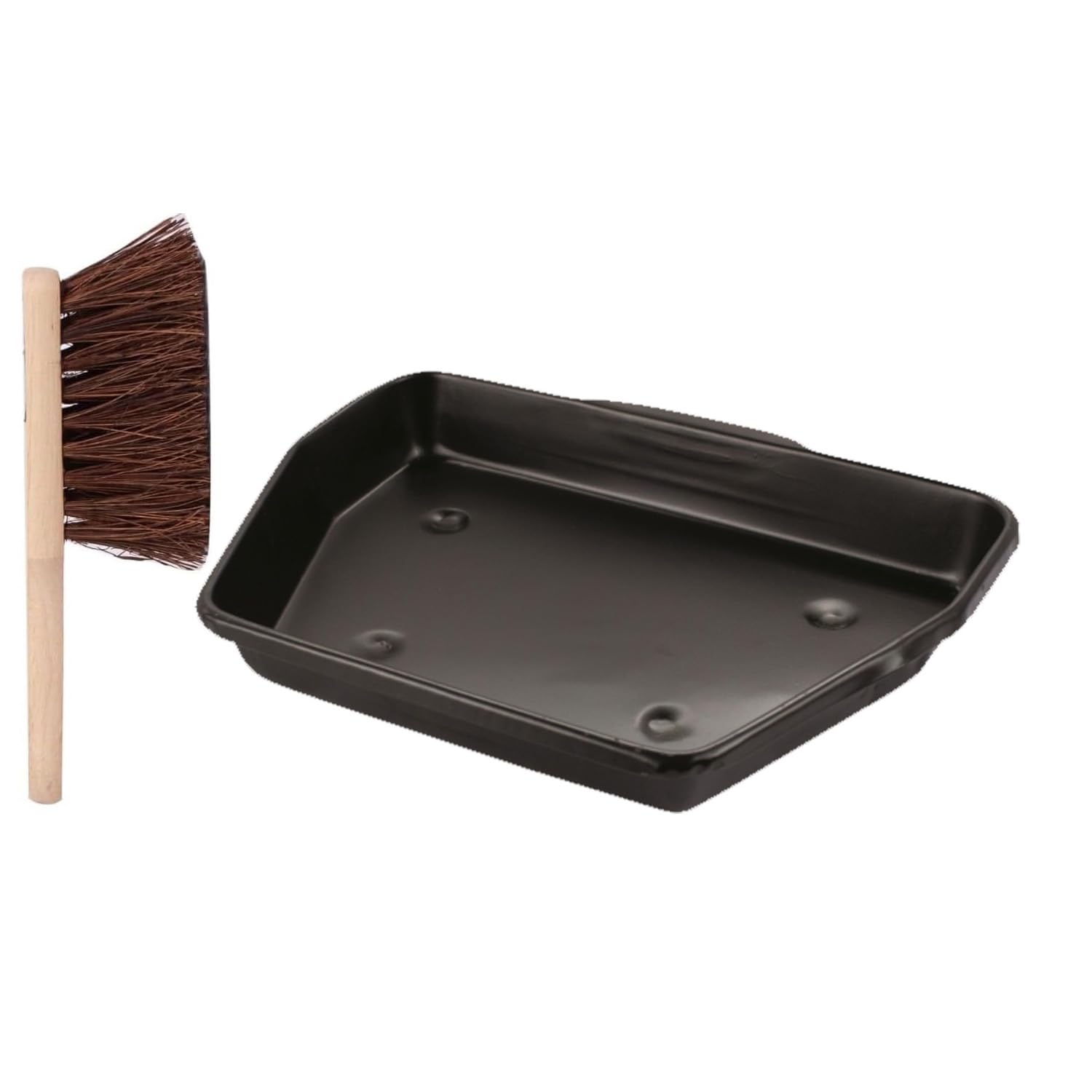 Almineez Black Traditional Ash Pan With Brush – 28Cm Wide (11") Ideal For Standard Sized 16” Fire Grates Fire Pit Fireplace | Ashpan For Open Fires | Log Burners Stove Furnance | Fire Tray | Ash Box