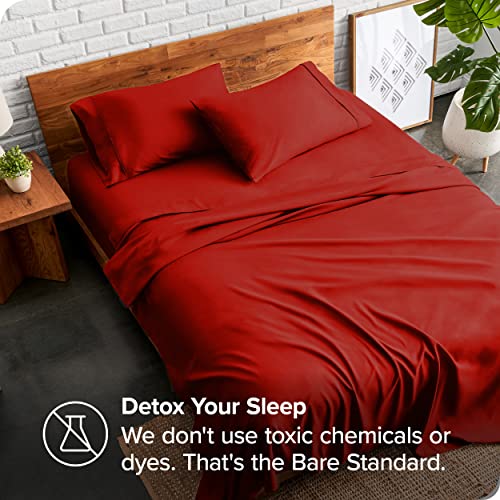 Bare Home Twin Xl Sheet Set - College Dorm Size - Luxury 1800 Ultra-Soft Microfiber Twin Extra Long Bed Sheets - Deep Pockets - Easy Fit - Extra Soft - 3 Piece Set - Bed Sheets (Twin Xl, Red) #TOP3