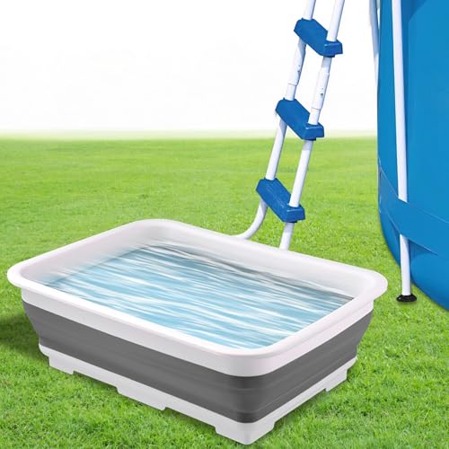 CIEOVO 11.8' x 7.87' x 4.5' Portable Pool Foot Bath, Non- Slip Collapsible Pool Foot Wash Basin Tub for Above Ground Swimming Pools Accessories
