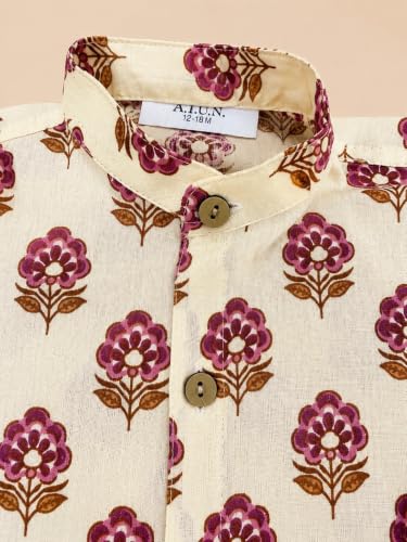 Image of A.T.U.N. (ALL THINGS UBER NICE) Boys 100% Cotton Printed Shirt | Half Sleeve Smart Casual Shirt for Kids | Soft Breathable Button Placket Top for Boys